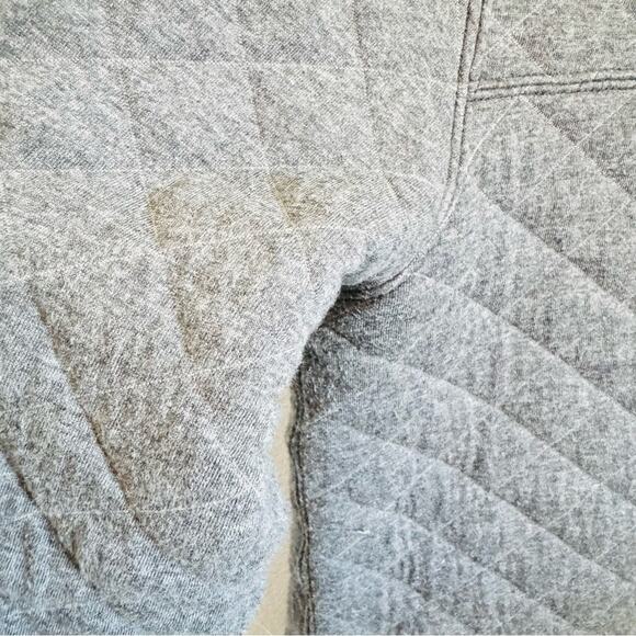 MENS EDDIE BAUER Grey Gray Quilted Half Zip Pocket Pullover Sweatshirt Sweater S - Picture 3 of 12